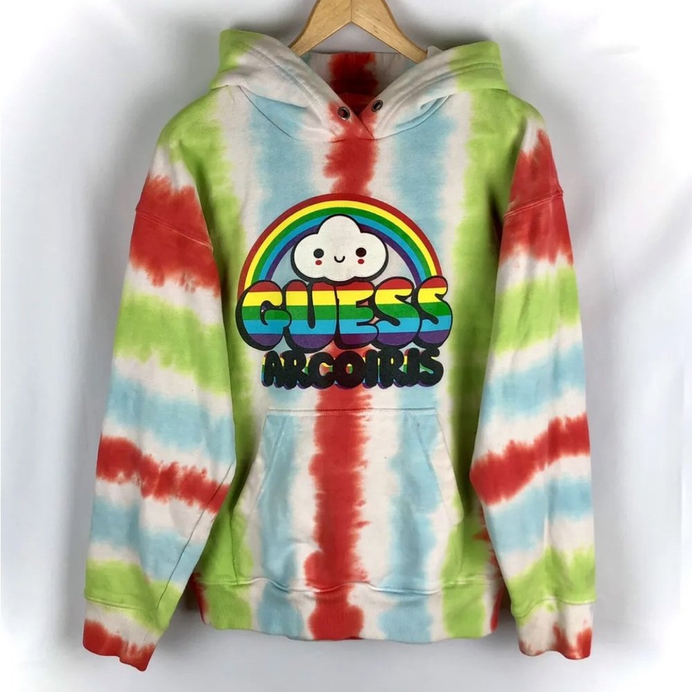 Guess X J. Balvin FriendsWithYou Arcoiris Tie-Dye Hoodie S Colores Vibras RARE